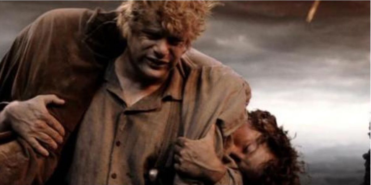 Sam carregando Frodo até a Montanha da Perdição