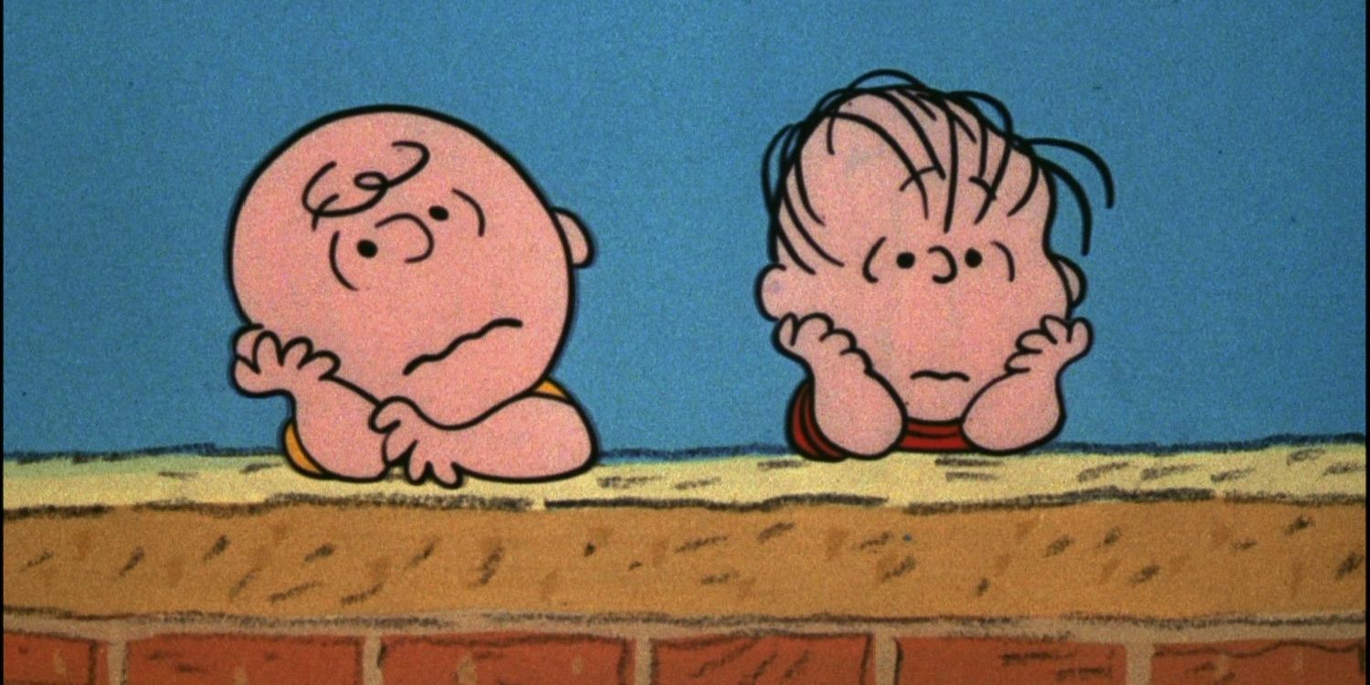 Charlie e Linus encostados em uma parede from Peanuts 