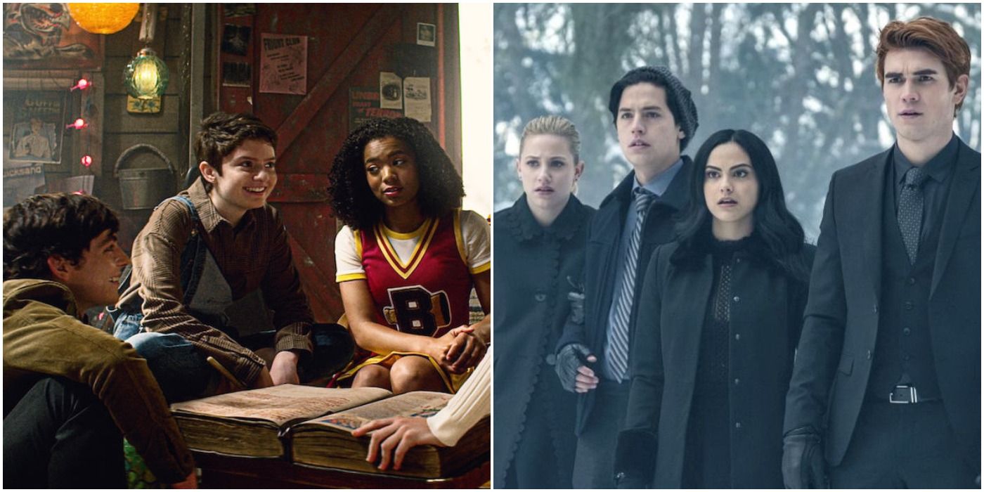 Harvey, Theo, and Roz on Chilling Adventures of Sabrina and Betty, Jughead, Veronica, and Archie in Riverdale