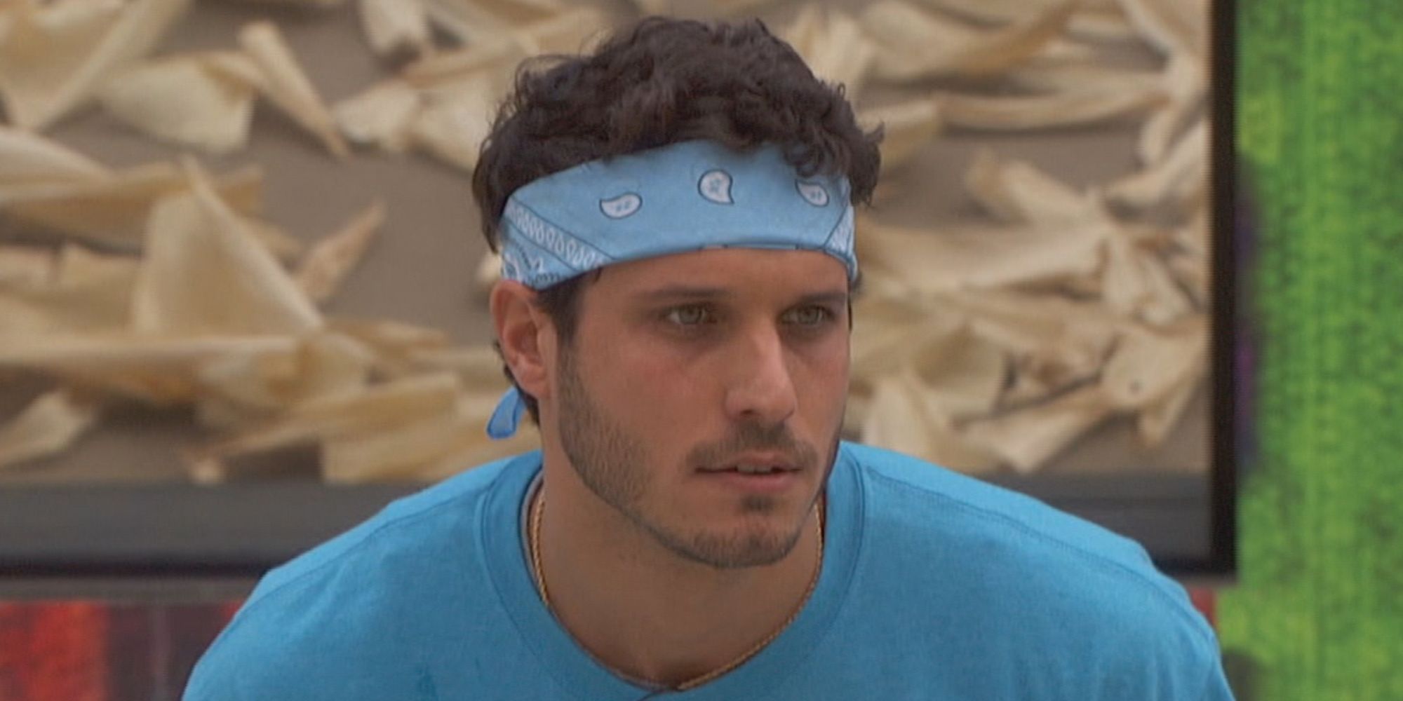Cody during the POV competition on Big Brother, wearing a blue bandana and shirt