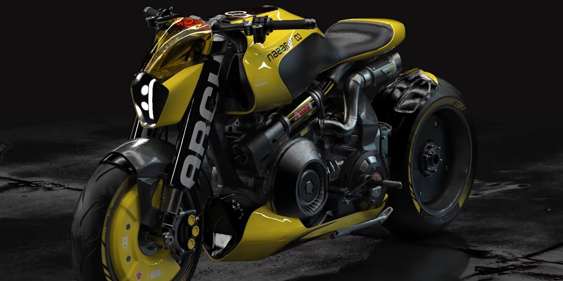 One of the motorcycles from Cyberpunk 2077 based on a model by Keanu Reeves' company Arch Motorcycle.