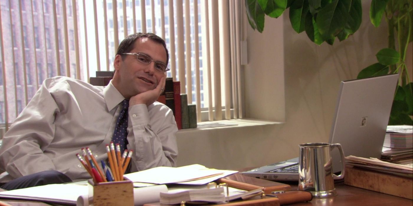 David Wallace on the phone in his office on The Office