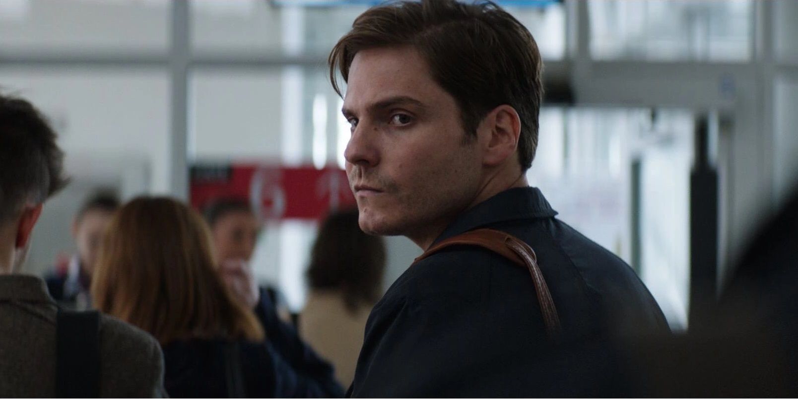 Daniel Bruhl as Helmut Zemo in an airport in Captain America Civil War