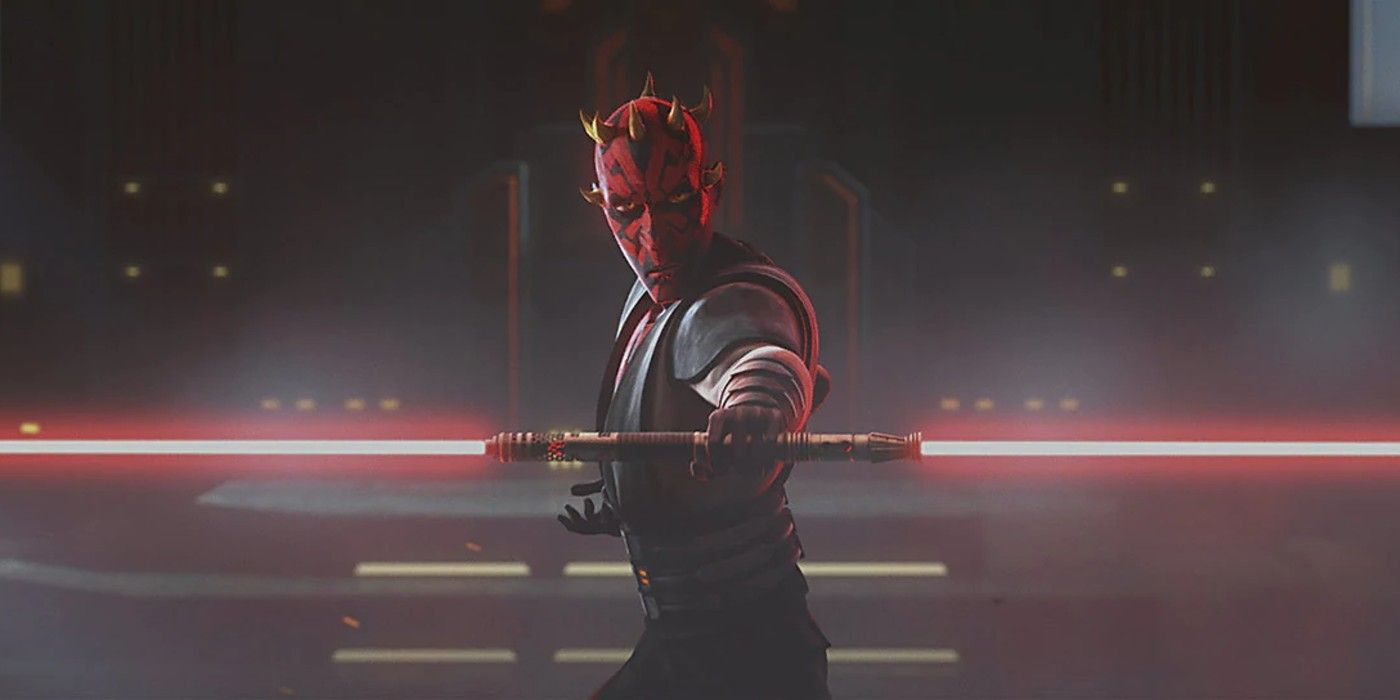 Darth Maul wields his blade in Star Wars Clone Wars