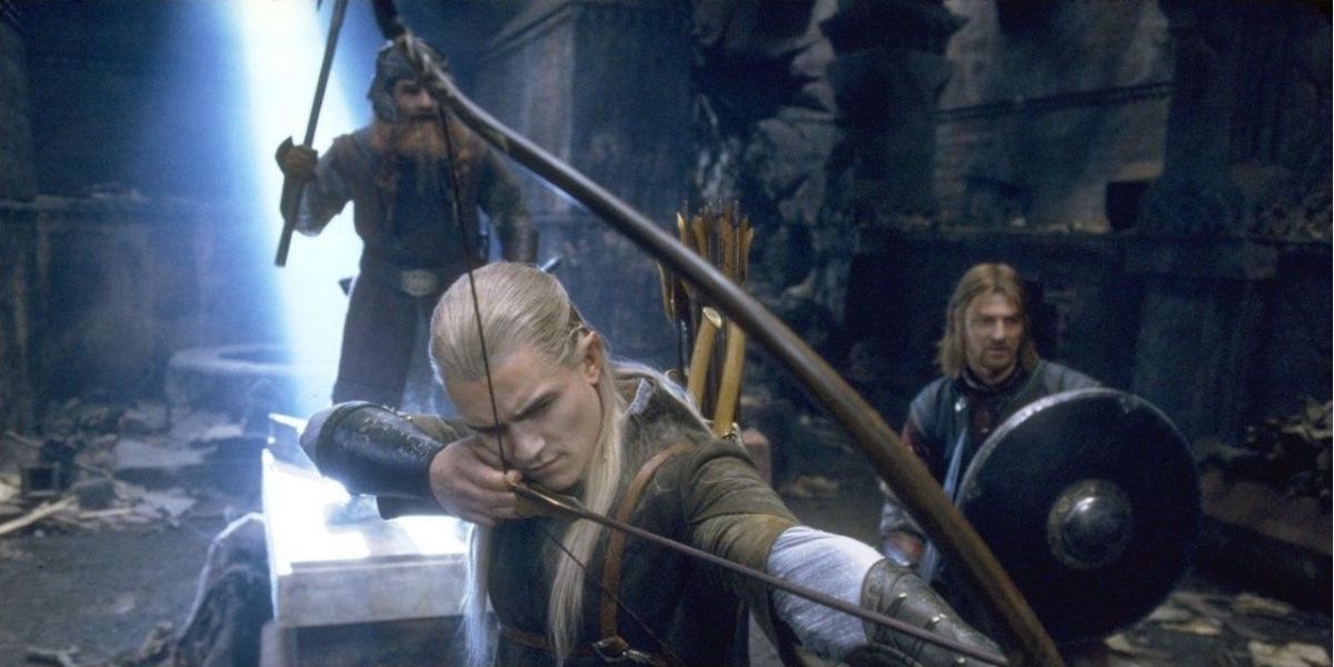 Legolas, Gimli and Boromir preparing for battle