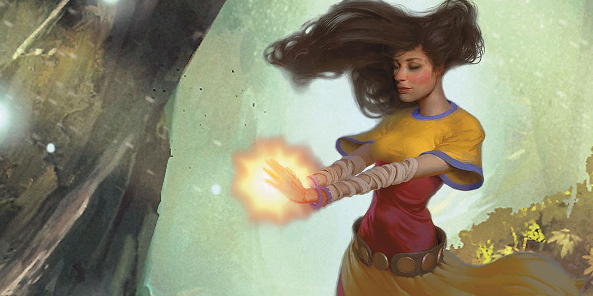 Artwork showing a female monk using her powers in D&D.