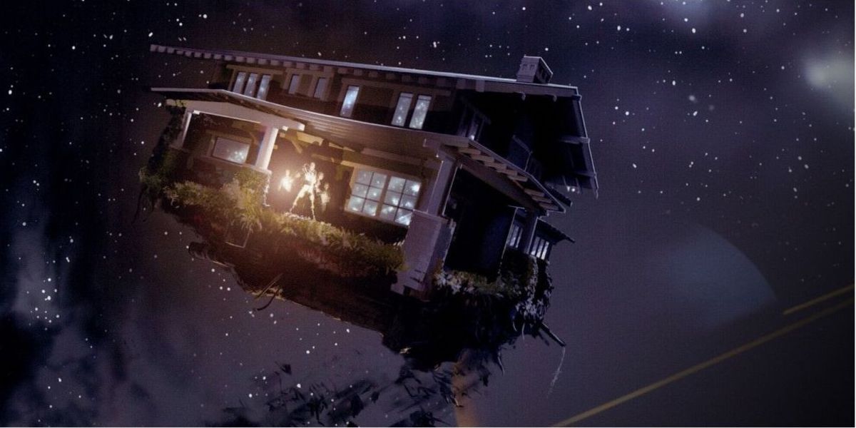 House floating in space