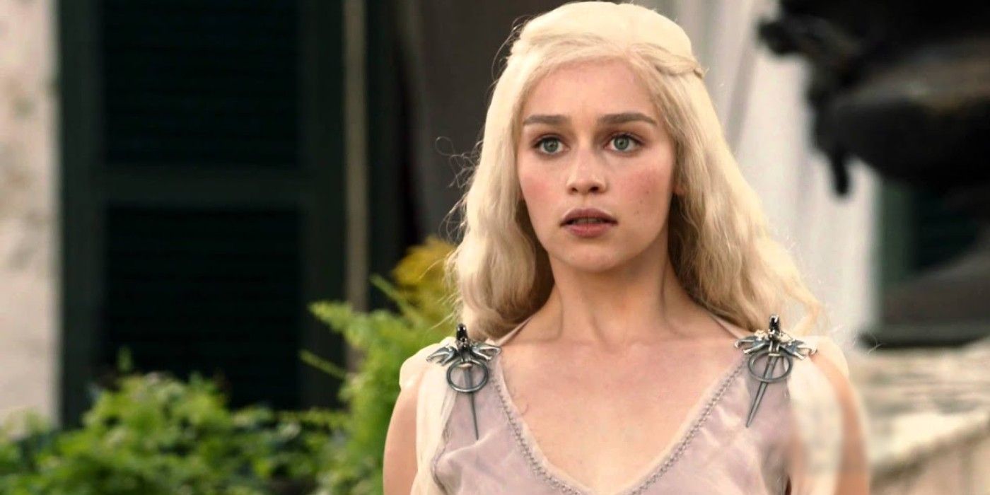 Emilia Clarke as Daenerys Targaryen on Game of Thrones season 1