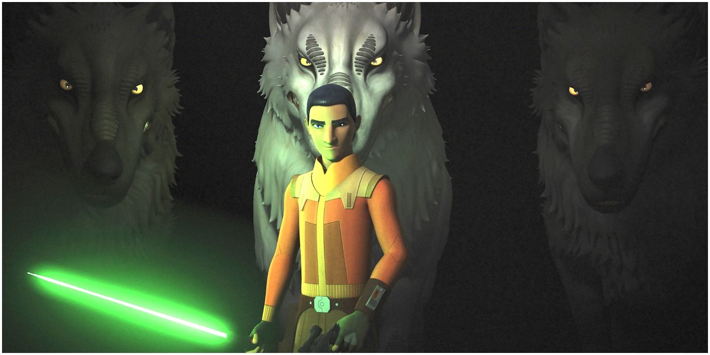 Ezra fights off Imperials with help from the Loth-Cats in Star Wars rebels