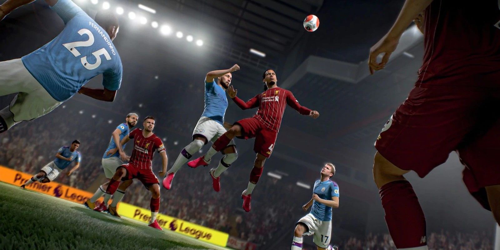 A player heads the ball in FIFA 21