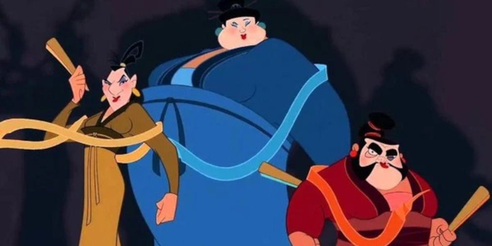 Mulan's comrades dress up as women