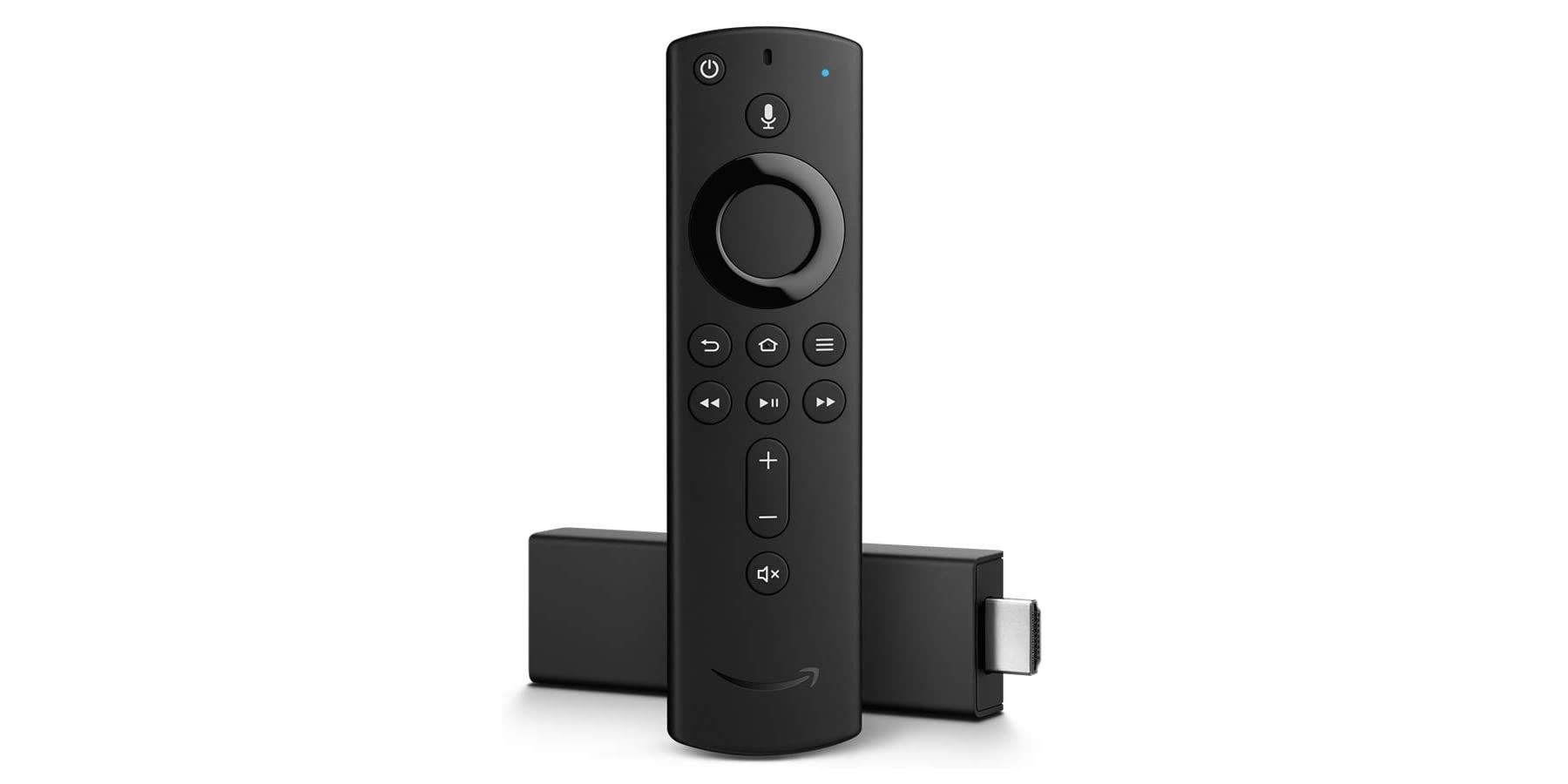 Amazon Fire TV stick e controle remoto em um fundo branco