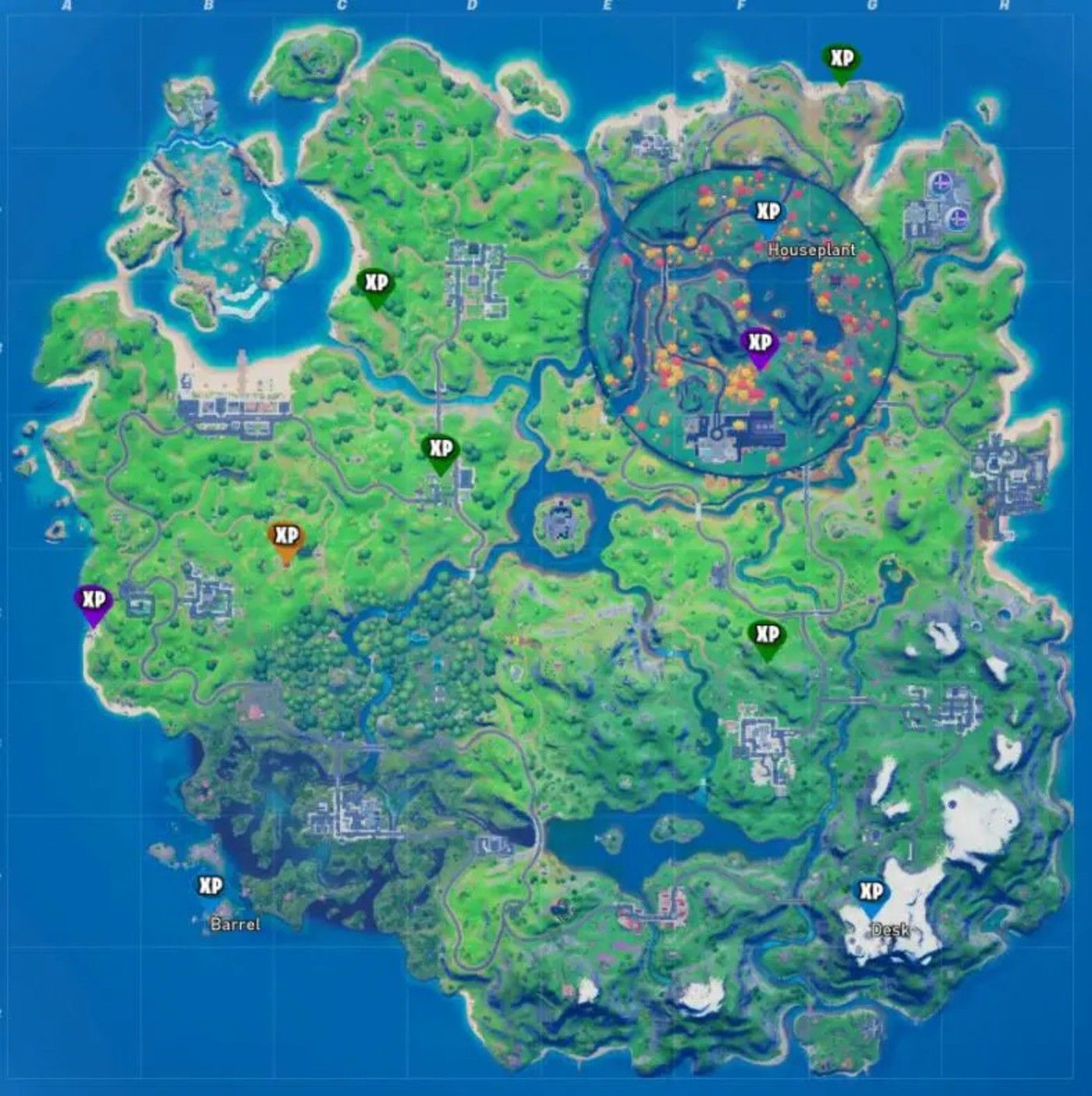 Map of all Fortnite Season 4 Week 6 XP Coin locations