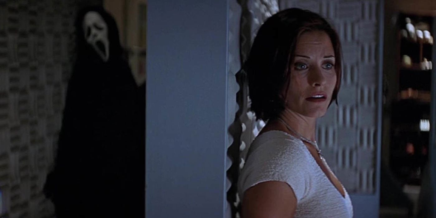 Gale Weathers hiding in soundproof room in Scream 2