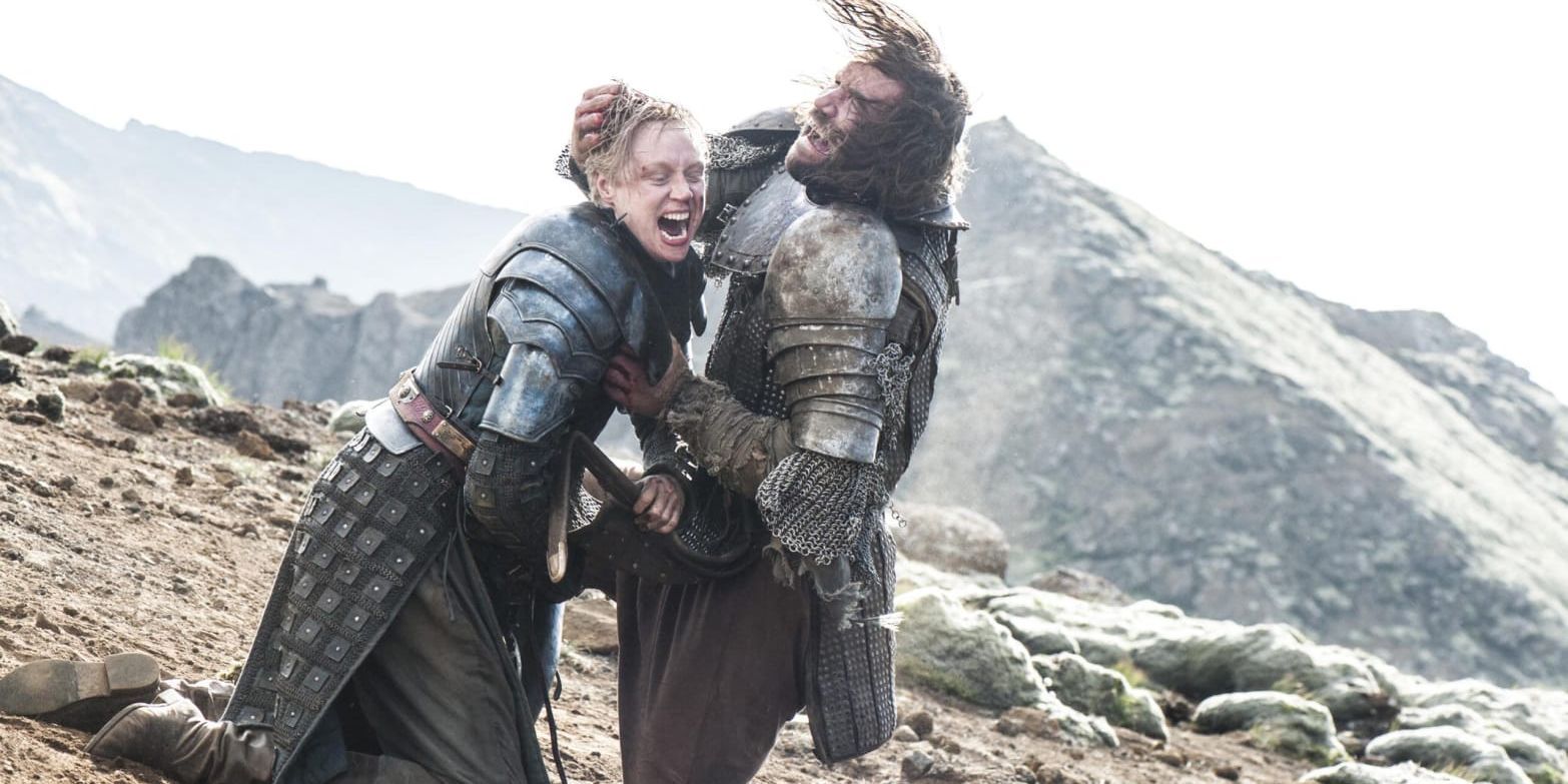 Brienne Of Tarth Fighting With The Hound Over Arya