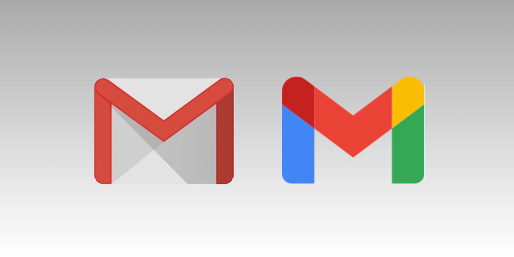 Gmail's 2013 logo and its 2020 logo