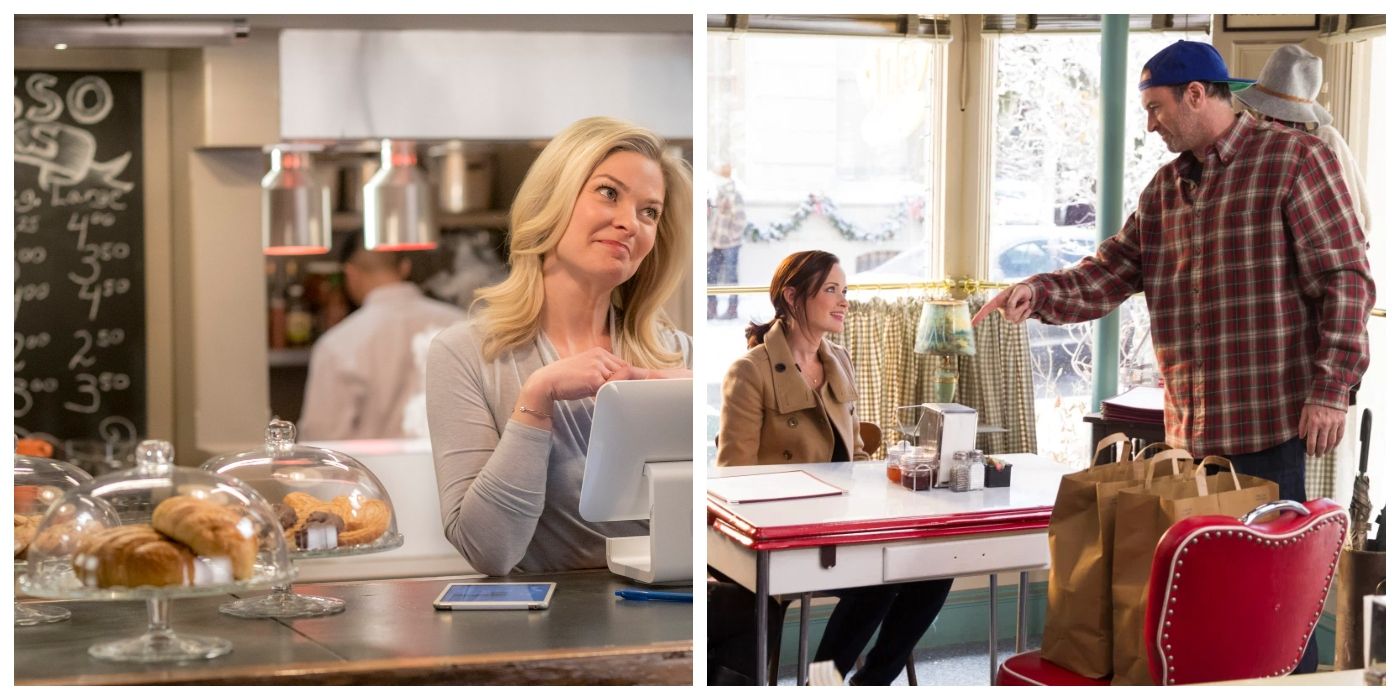 stephanie at the bistro cafe on good witch and rory luke at luke's diner on gilmore girls