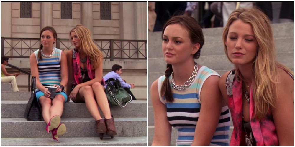 Blair in striped dress and Senena in Pink