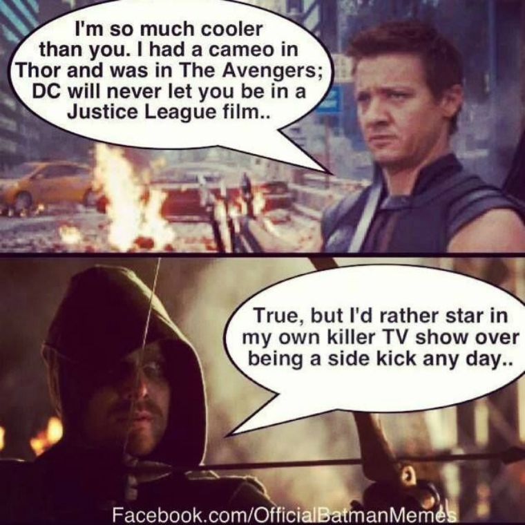 Green Arrow vs Hawkeye Meme 1