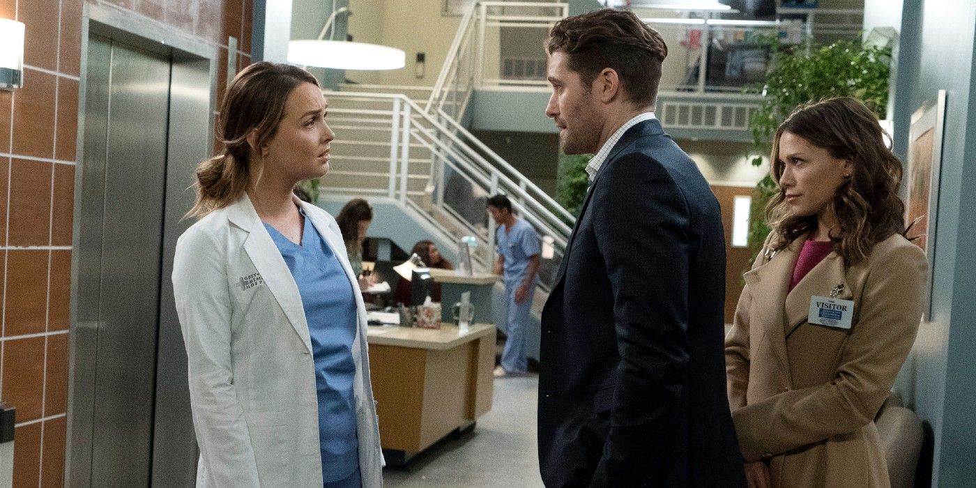 Jo and Paul taking at the hospital on Grey's Anatomy