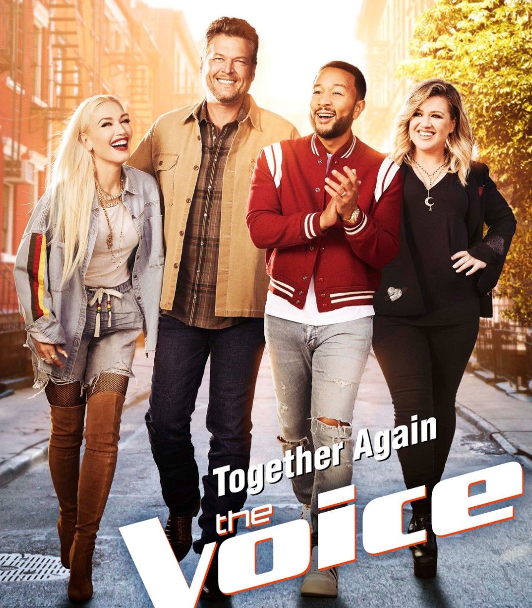 Gwen Stefani, Blake Shelton, John Legend and Kelly Clarkson as The Voice season 19 coaches vertical