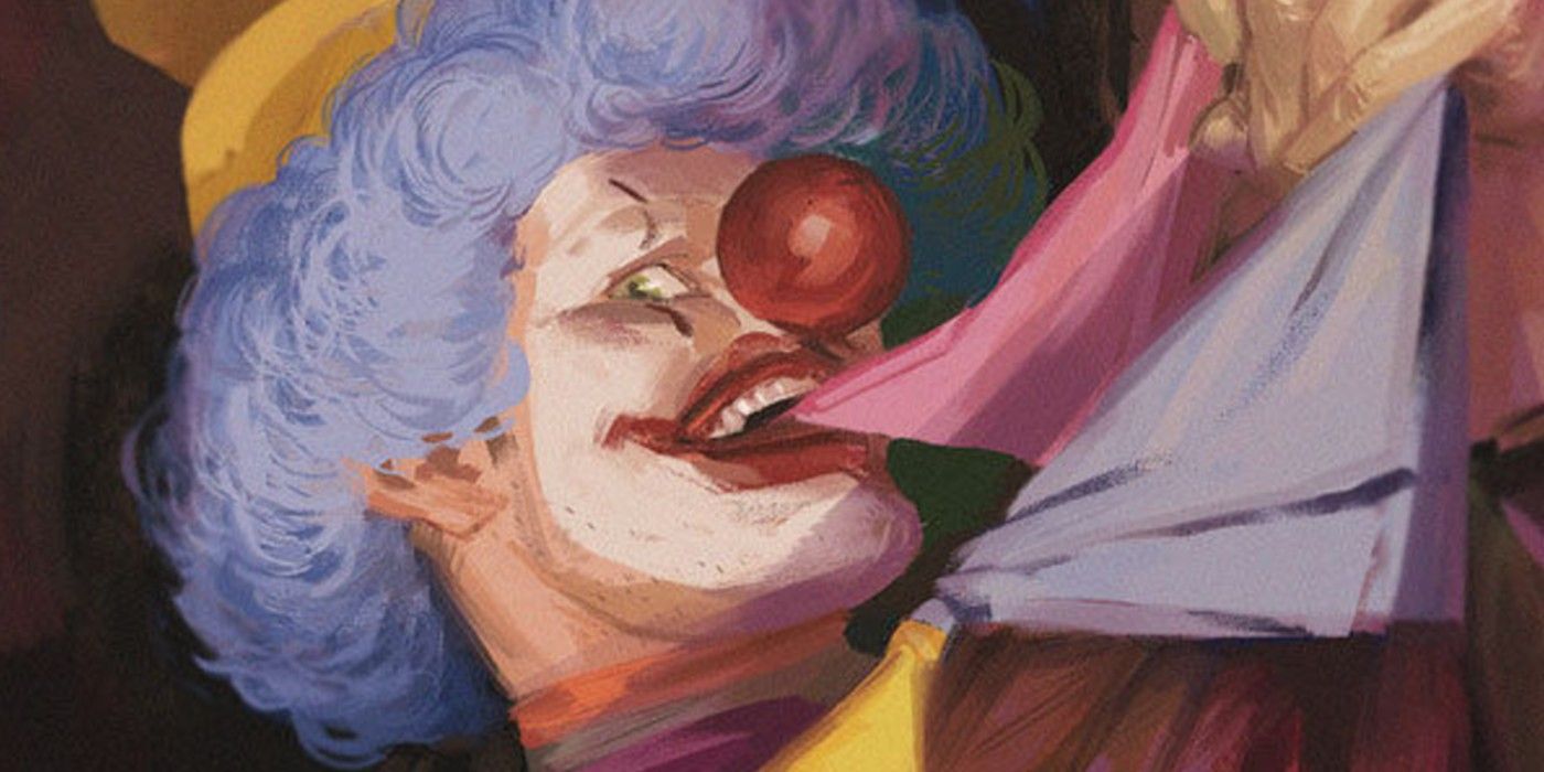 A Clown pulls scarves out of his mouth from issue #1 of Haha