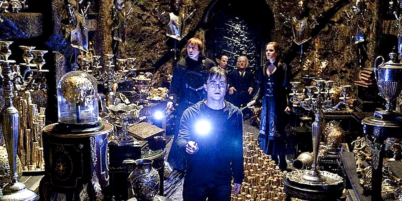 Harry Potter, Hermione y Ron en el atraco a las Reliquias de la Muerte en Gringotts