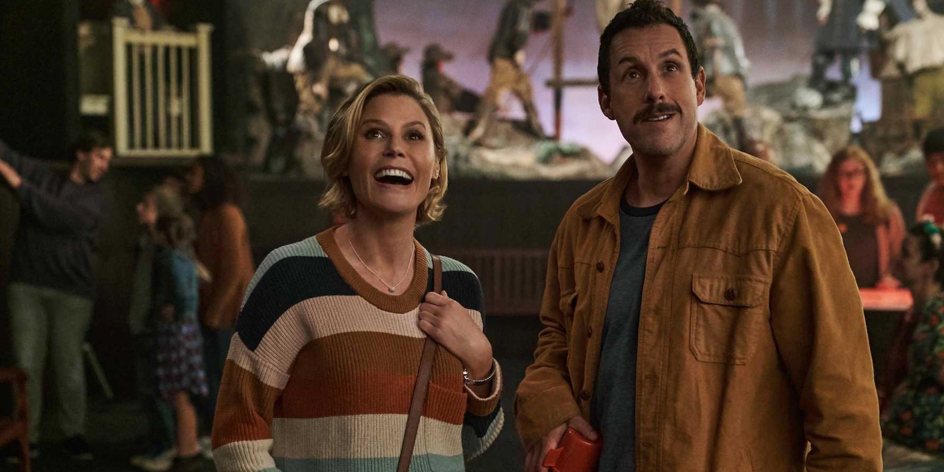 Julie Bowen and Adam Sandler in Hubie Halloween on Netflix