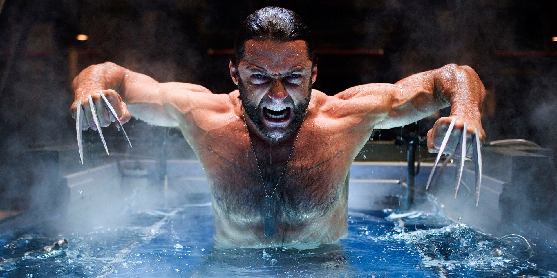 Wolverine saindo de um banho em X-Men Origins Wolverine.