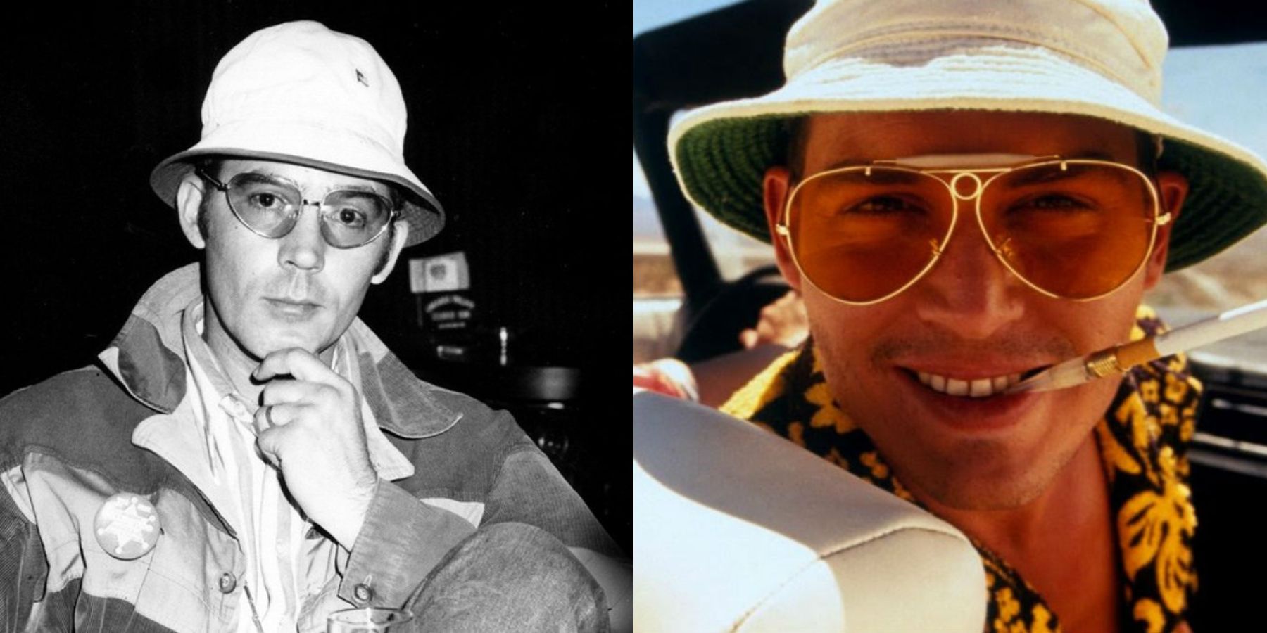 Hunter S Thompson in real life and in Fear and Loathing in Las Vegas