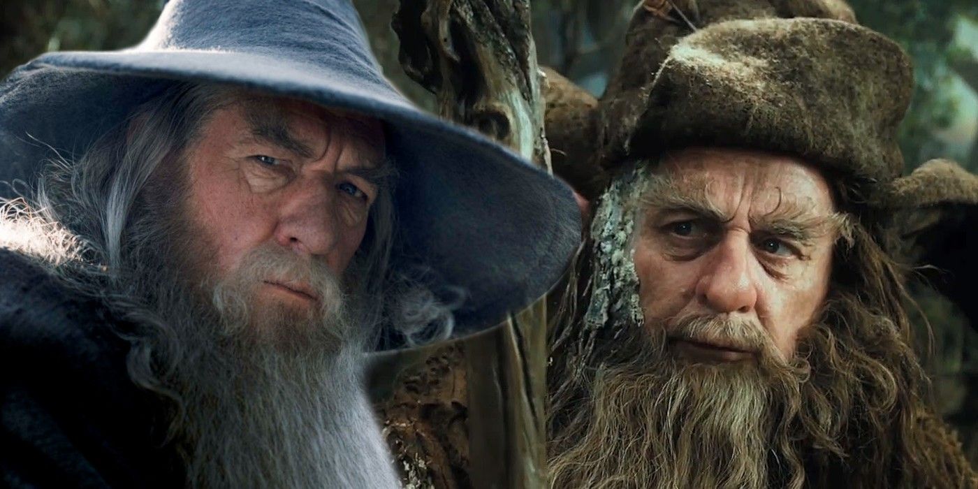 Ian McKellen as Gandalf and Sylvester McCoy as Radagast in Hobbit Lord of the Rings