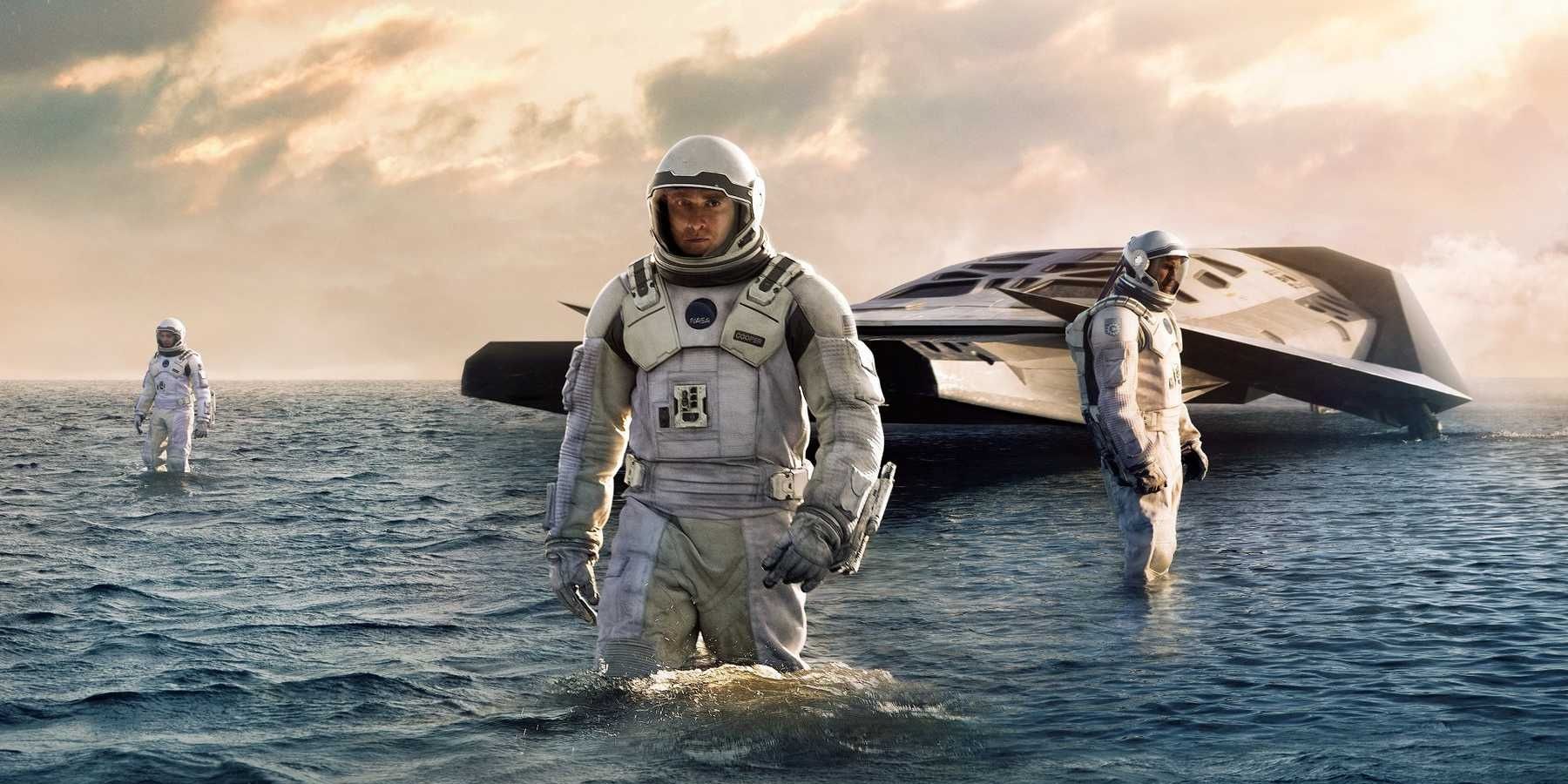Cooper and Brand arrive at the water planet in Interstellar