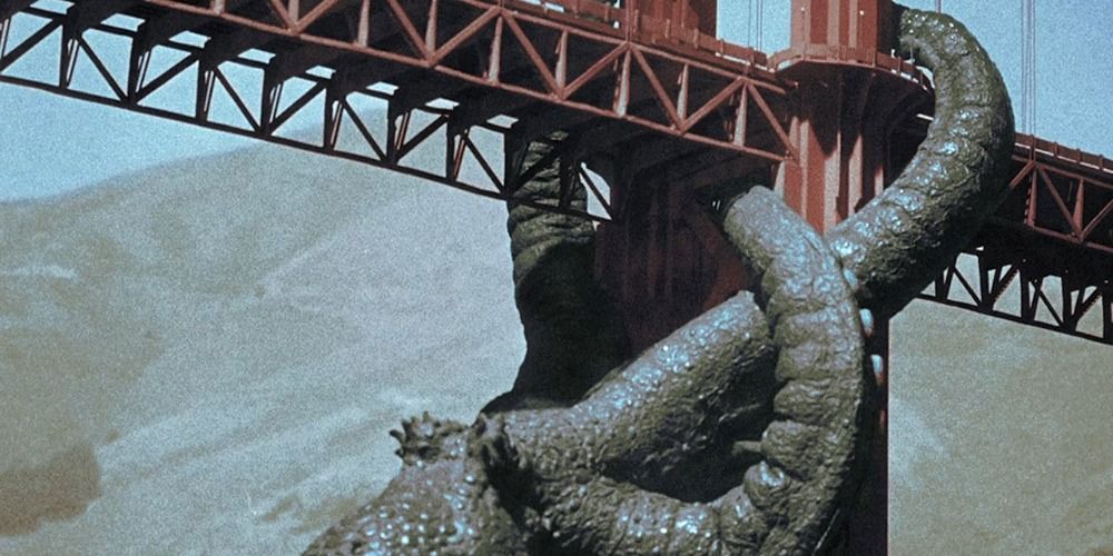 The monster wrapping around a bridge in It Came From Beneath The Sea (1955)