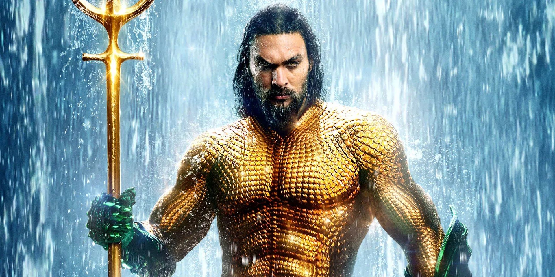 Jason Momoa as Aquaman in a poster for the first movie
