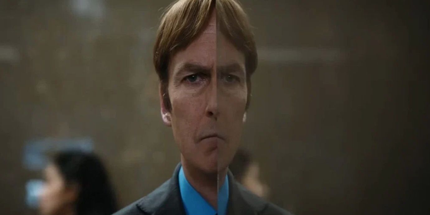 Jimmy's face, half of which appears in the shot's frame and half of which appears in a reflection 