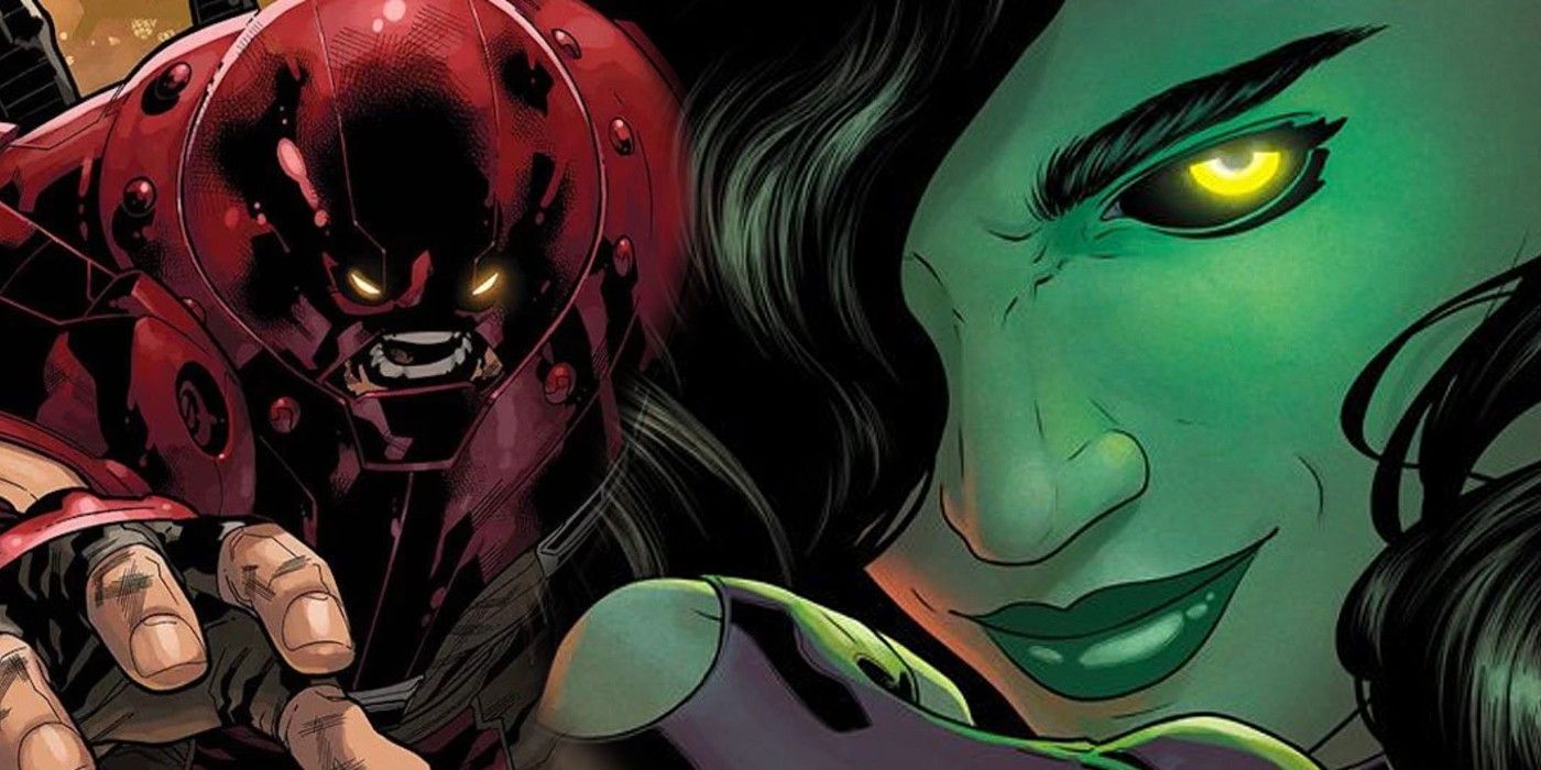 Blended image of Juggernaut and She-Hulk from Marvel Comics.