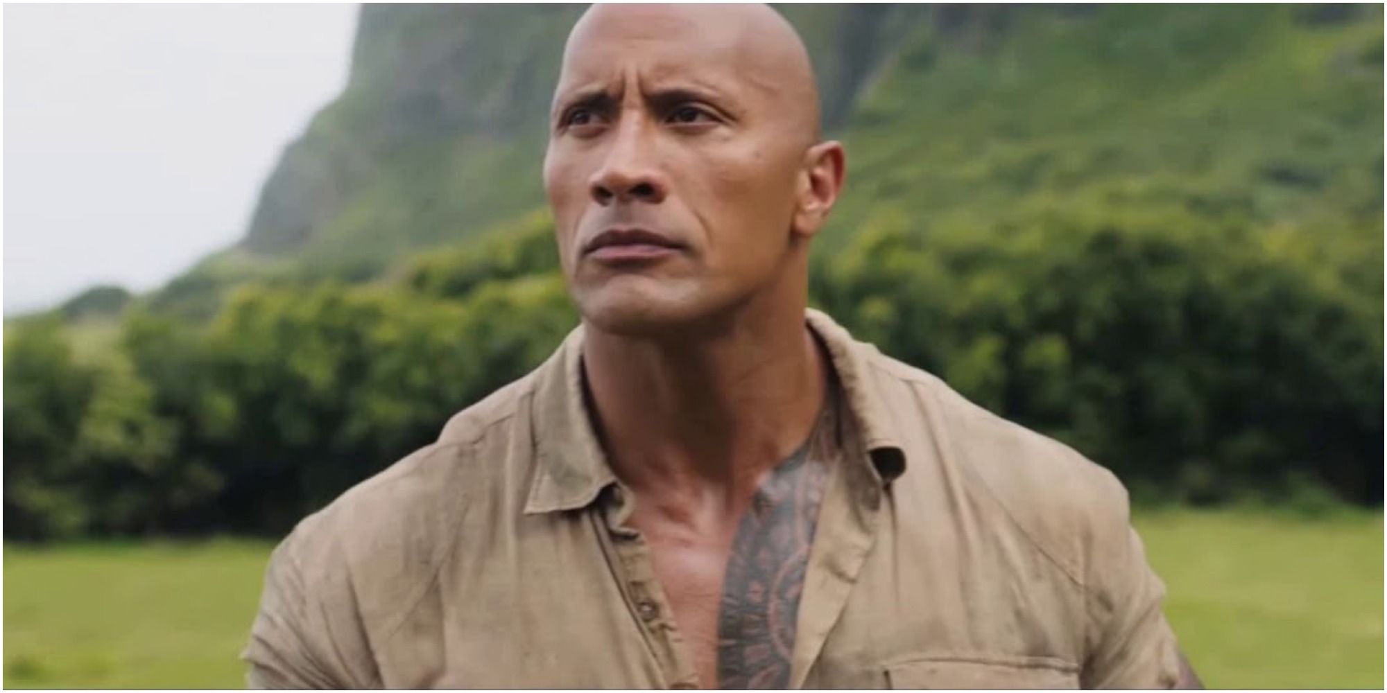 A screenshot of Dwayne Johnson's Smolder Bravestone with his smoldering intensity in Jumanji: Welcome to the Jungle