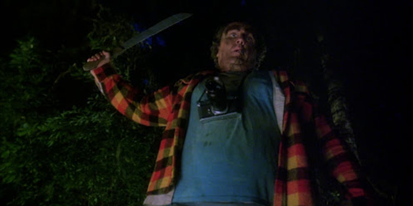 A man with a machete in Just Before Dawn