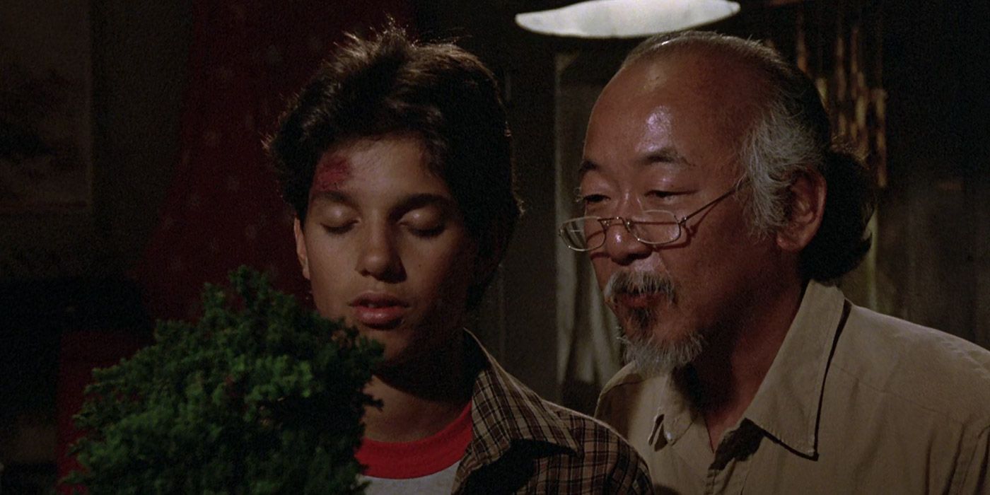 Mr. Miyagi teaches Daniel how to prune Bonsai trees in The Karate Kid