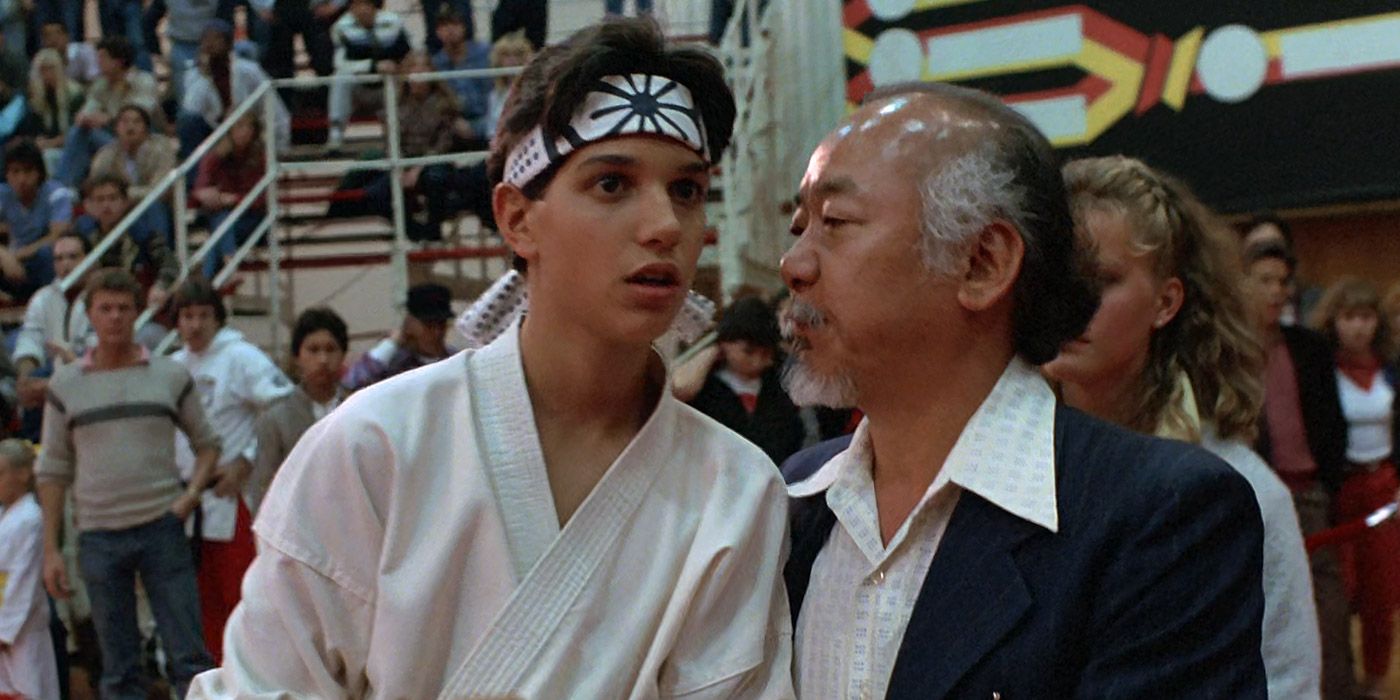 Daniel and Mr. Miyagi at the All Valley Karate tournament in The Karate Kid