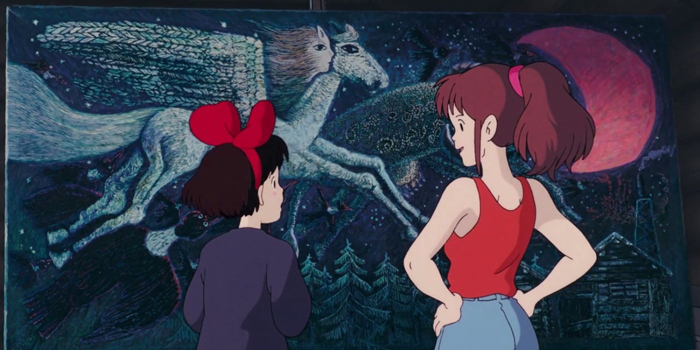 Kiki and Ursula stand in front of Ursulas painting in Kikis Delivery Service