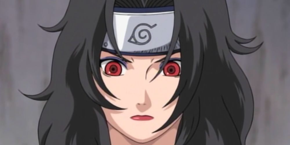 A closeup of Kurenai's face in Naruto