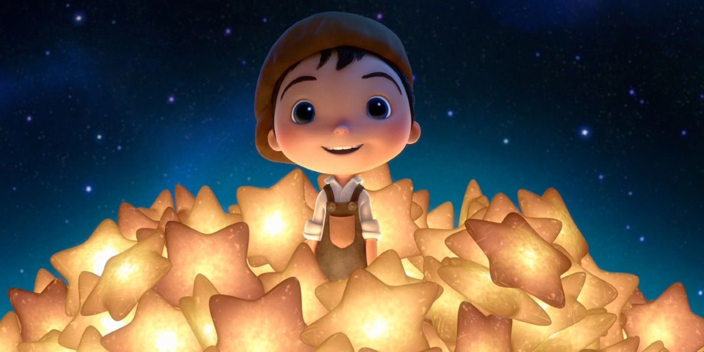 Pixar's La Luna surrounded by stars