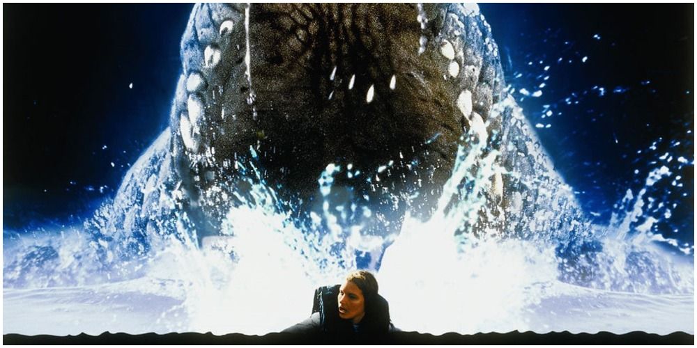 Woman trying to escape a large alligator