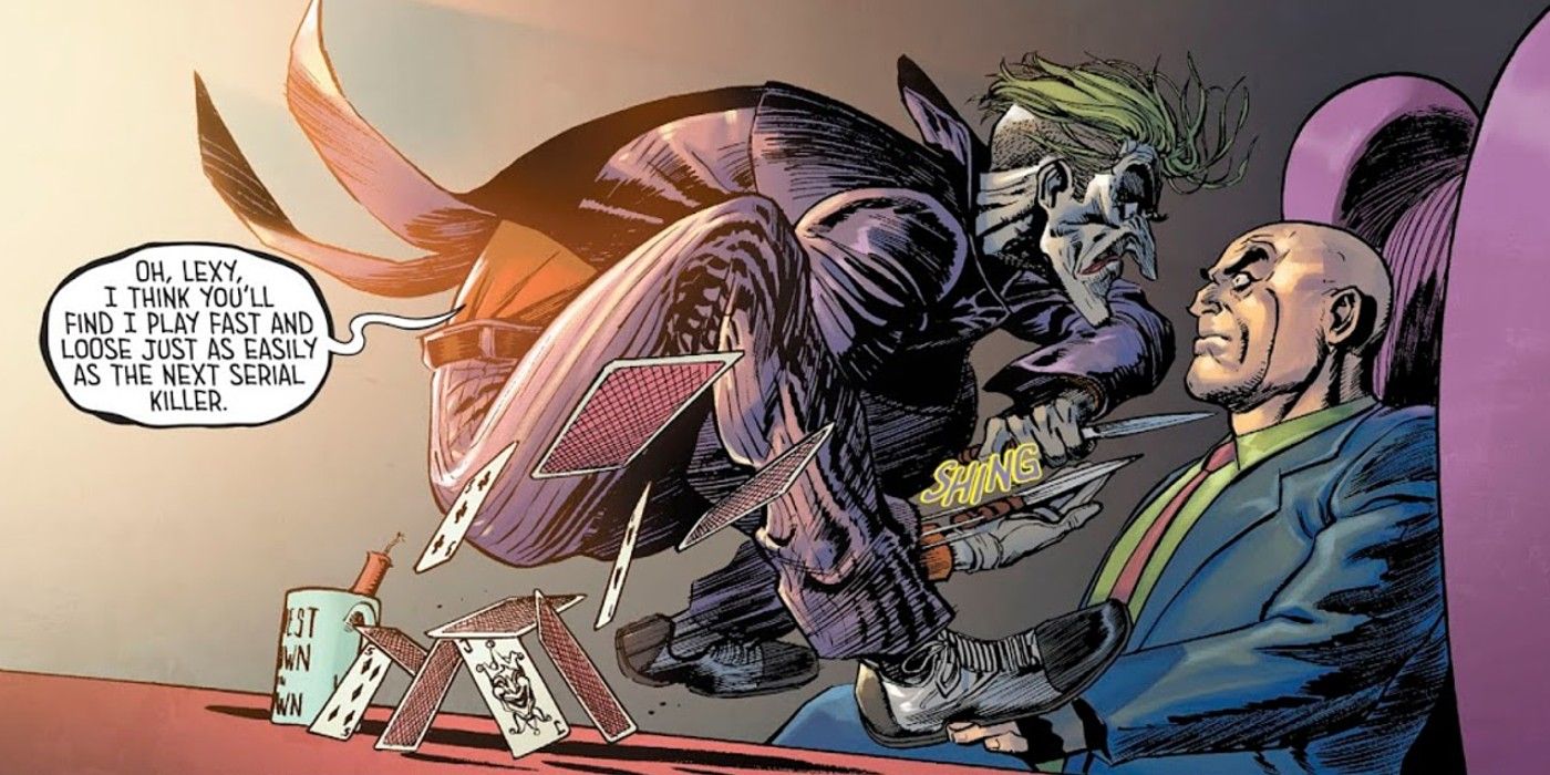 Joker intimindating Lex Luthor