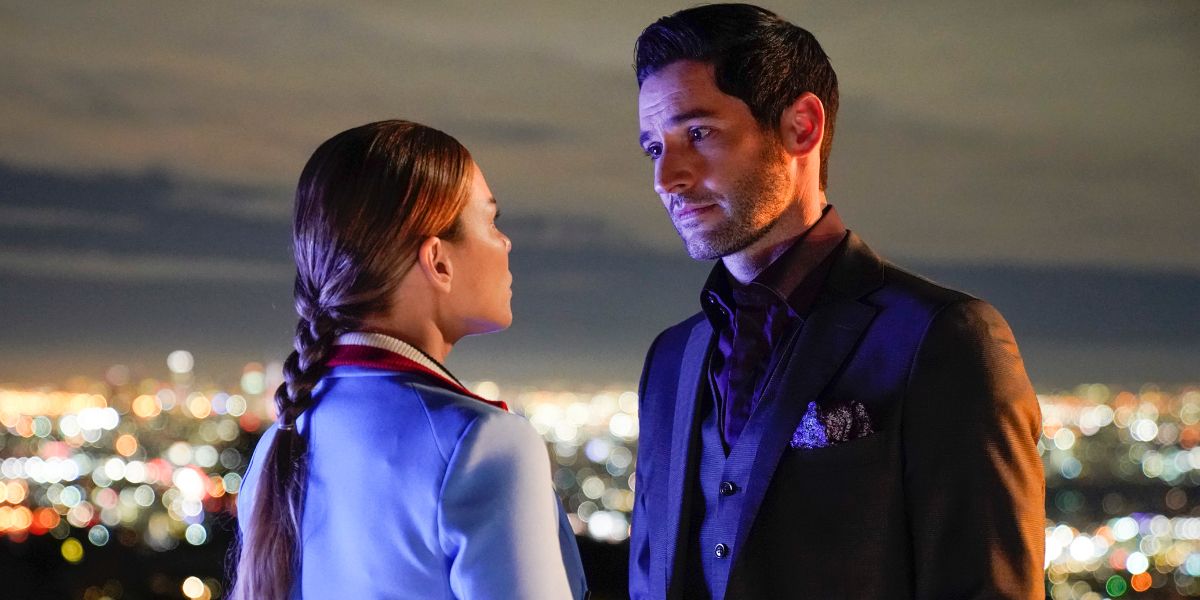 Lucifer and Chloe about to kiss