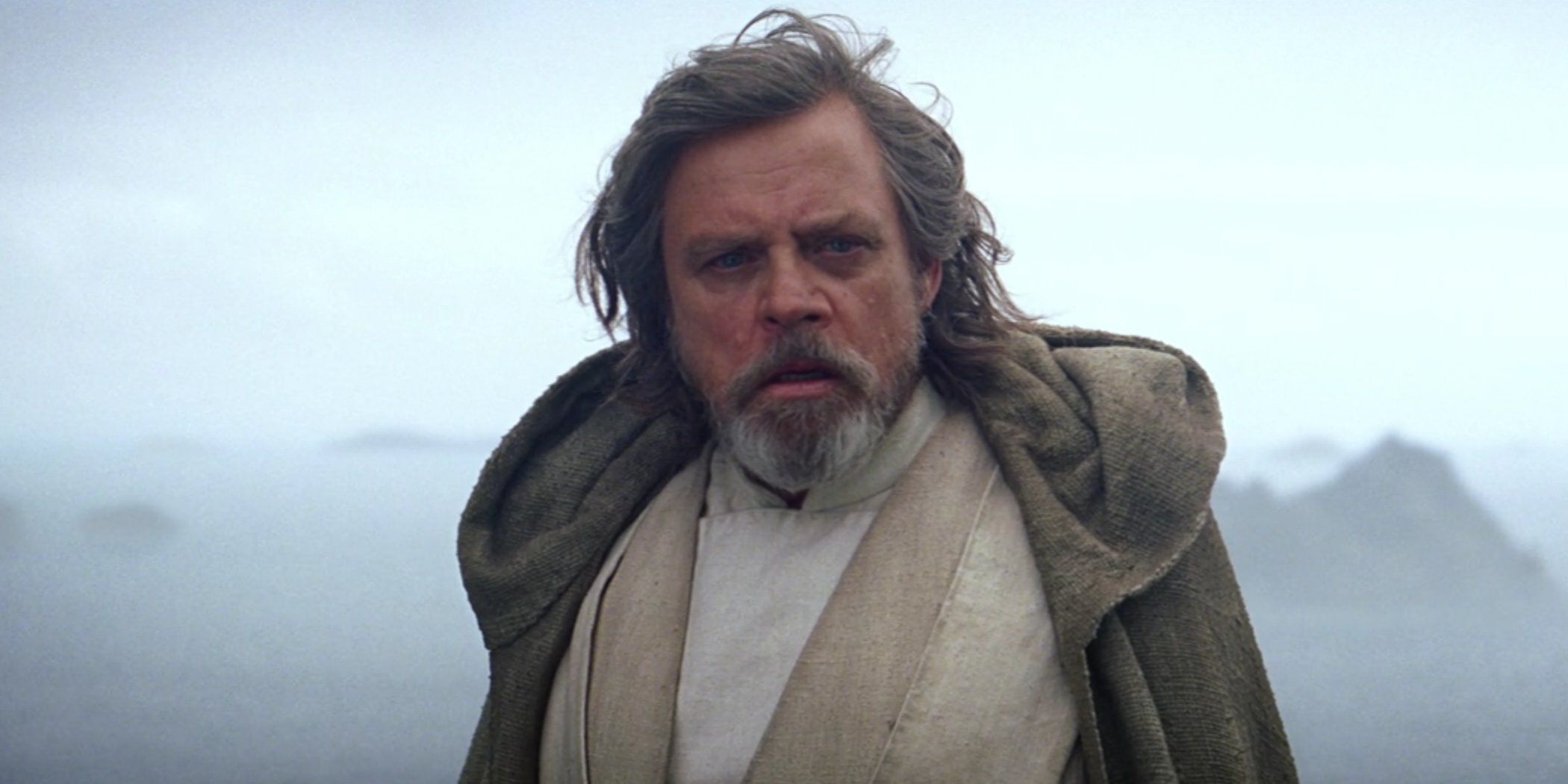 Luke Skywalker at the end of Star Wars The Force Awakens