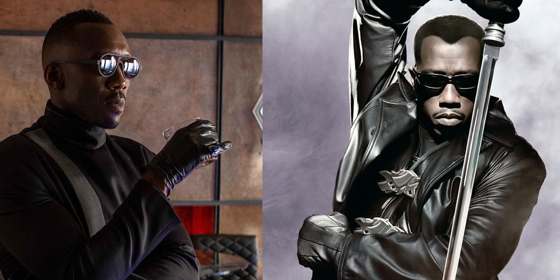 Side-by-side of Mahershala Ali and Wesley Snipes as Blade.