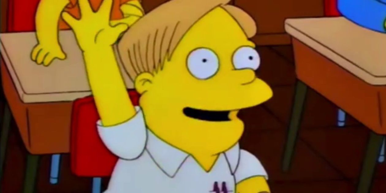 Martin raising his hand in class in The Simpsons