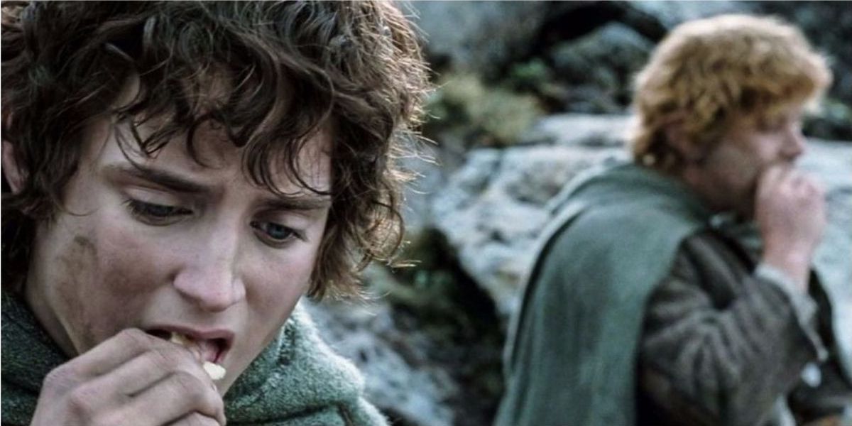 Frodo e Sam comendo sanduíches